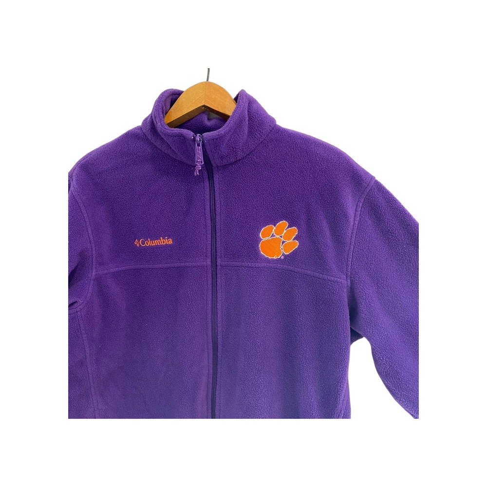 Columbia Fleece Jacket Purple Clemson Tigers Embroidered Full Zip Size L
